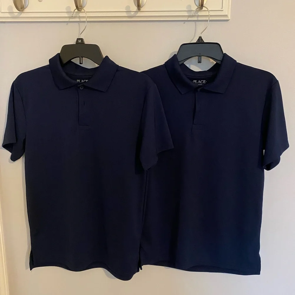 Boys navy blue uniform polo. 100% polyester. - Picture 4 of 4